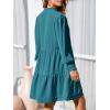 image:imageImily Bela Womens Fall Long Sleeve Tunic Dress Casual V Neck Loose Ruffle Tiered DressAlake Blue