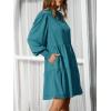 image:imageImily Bela Womens Fall Long Sleeve Tunic Dress Casual V Neck Loose Ruffle Tiered DressAlake Blue