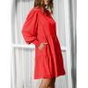 image:imageImily Bela Womens Fall Long Sleeve Tunic Dress Casual V Neck Loose Ruffle Tiered DressAred
