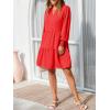 image:imageImily Bela Womens Fall Long Sleeve Tunic Dress Casual V Neck Loose Ruffle Tiered DressAred