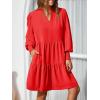 image:imageImily Bela Womens Fall Long Sleeve Tunic Dress Casual V Neck Loose Ruffle Tiered DressAred