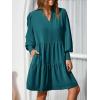 image:imageImily Bela Womens Fall Long Sleeve Tunic Dress Casual V Neck Loose Ruffle Tiered DressAteal