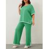 image:imageImily Bela Womens Plus Size Lounge Sets 2 Piece Outfits Short Sleeve Pullover Tops Wide Leg Pants Summer Travel OutfitsMint Green