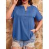 image:imageImily Bela Womens Plus Size Tops Pleated Button Short Sleeve V Neck Summer Casual Tee Shirts Navy