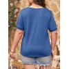 image:imageImily Bela Womens Plus Size Tops Pleated Button Short Sleeve V Neck Summer Casual Tee Shirts Navy