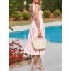 image:imageImily Bela Womens Summer Floral Boho Dress Tie Strap Square Neck Smocked Ruffle A Line Beach Long Maxi DressesPink