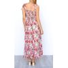 image:imageImily Bela Womens Summer Floral Boho Dress Tie Strap Square Neck Smocked Ruffle A Line Beach Long Maxi DressesRed