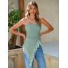 image:imageWomens Strapless Tube Tops Summer Asymmetrical Long Ruched Mesh Shirts Cute Y2k Ruffle Hem Going Out Bandeau TopMint Green