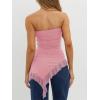 image:imageWomens Strapless Tube Tops Summer Asymmetrical Long Ruched Mesh Shirts Cute Y2k Ruffle Hem Going Out Bandeau TopPink