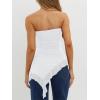 image:imageWomens Strapless Tube Tops Summer Asymmetrical Long Ruched Mesh Shirts Cute Y2k Ruffle Hem Going Out Bandeau TopWhite