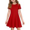 image:imageImily Bela Girls Summer Short Sleeve Dress A Line Swing Basic Skater Twirl Party Dresses 514 YearsRed