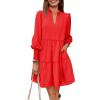 image:imageImily Bela Womens Fall Long Sleeve Tunic Dress Casual V Neck Loose Ruffle Tiered DressAred