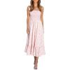 image:imageImily Bela Womens Summer Floral Boho Dress Tie Strap Square Neck Smocked Ruffle A Line Beach Long Maxi DressesPink