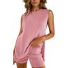 image:imageImily Bela Womens Summer Sweater Sets Sleeveless Knit Tank Tops Matching Shorts 2 Piece Beach Vacation Outfits Small Pink
