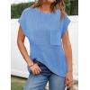 image:imageImily Bela Summer Fall Short Sleeve Sweater for Women 2026 Crew Neck Ribbed Knit Vests Trendy Pullover TopsBlue