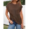 image:imageImily Bela Summer Fall Short Sleeve Sweater for Women 2026 Crew Neck Ribbed Knit Vests Trendy Pullover TopsCoffee