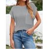 image:imageImily Bela Summer Fall Short Sleeve Sweater for Women 2026 Crew Neck Ribbed Knit Vests Trendy Pullover TopsGrey