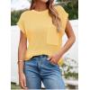 image:imageImily Bela Summer Fall Short Sleeve Sweater for Women 2026 Crew Neck Ribbed Knit Vests Trendy Pullover TopsYellow