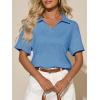 image:imageImily Bela Womens Short Sleeve Polo T Shirts Summer Business Dressy Casual Tops Work Collared V Neck Basic TeesBlue