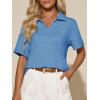 image:imageImily Bela Womens Short Sleeve Polo T Shirts Summer Business Dressy Casual Tops Work Collared V Neck Basic TeesBlue