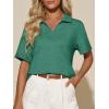 image:imageImily Bela Womens Short Sleeve Polo T Shirts Summer Business Dressy Casual Tops Work Collared V Neck Basic TeesDark Green