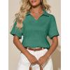 image:imageImily Bela Womens Short Sleeve Polo T Shirts Summer Business Dressy Casual Tops Work Collared V Neck Basic TeesDark Green