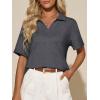 image:imageImily Bela Womens Short Sleeve Polo T Shirts Summer Business Dressy Casual Tops Work Collared V Neck Basic TeesDark Grey