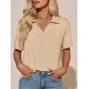 image:imageImily Bela Womens Short Sleeve Polo T Shirts Summer Business Dressy Casual Tops Work Collared V Neck Basic TeesKhaki