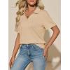 image:imageImily Bela Womens Short Sleeve Polo T Shirts Summer Business Dressy Casual Tops Work Collared V Neck Basic TeesKhaki