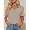 image:imageImily Bela Womens Short Sleeve Polo T Shirts Summer Business Dressy Casual Tops Work Collared V Neck Basic TeesLight Brown