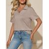 image:imageImily Bela Womens Short Sleeve Polo T Shirts Summer Business Dressy Casual Tops Work Collared V Neck Basic TeesLight Brown