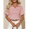 image:imageImily Bela Womens Short Sleeve Polo T Shirts Summer Business Dressy Casual Tops Work Collared V Neck Basic TeesPink