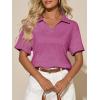 image:imageImily Bela Womens Short Sleeve Polo T Shirts Summer Business Dressy Casual Tops Work Collared V Neck Basic TeesRose Red