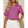 image:imageImily Bela Womens Short Sleeve Polo T Shirts Summer Business Dressy Casual Tops Work Collared V Neck Basic TeesRose Red