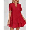 image:imageImily Bela Womens Summer Lace Dresses Eyelet Casual Flowy Babydoll Swing Short Sleeve V Neck Tunic DressScarlet Red