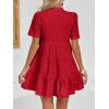 image:imageImily Bela Womens Summer Lace Dresses Eyelet Casual Flowy Babydoll Swing Short Sleeve V Neck Tunic DressScarlet Red