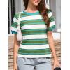 image:imageImily Bela Womens Summer Tops 2026 Striped Color Block Short Puff Sleeve T Shirt Casual Crewneck Loose Basic TeeGreen