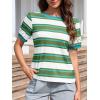 image:imageImily Bela Womens Summer Tops 2026 Striped Color Block Short Puff Sleeve T Shirt Casual Crewneck Loose Basic TeeGreen