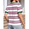 image:imageImily Bela Womens Summer Tops 2026 Striped Color Block Short Puff Sleeve T Shirt Casual Crewneck Loose Basic TeeLight Pink
