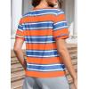 image:imageImily Bela Womens Summer Tops 2026 Striped Color Block Short Puff Sleeve T Shirt Casual Crewneck Loose Basic TeeOrangered