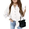 image:imageImily Bela Kids Girls Corduroy Casual Button Down Long Sleeve Shirts with Pockets White