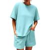 image:imageImily Bela Womens 2 Piece Outfits 2025 Oversized Summer Short Sets Casual Beach Ribbed Short Sleeve Matching Set