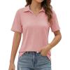 image:imageImily Bela Womens Short Sleeve Polo T Shirts Summer Business Dressy Casual Tops Work Collared V Neck Basic TeesPink