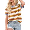 image:imageImily Bela Womens Summer Tops 2026 Striped Color Block Short Puff Sleeve T Shirt Casual Crewneck Loose Basic TeeOrange