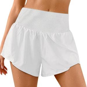 image:imageImily Bela Womens Running Shorts Workout Elastic High Waisted Loose Fit 2 in 1 Active Gym Biker ShortsWhite