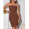 image:imageImily Bela Womens Strapless Bodycon Dresses Ribbed Knit Mini Dress Slit Tube Midi Dresses for Party Club NightCoffee