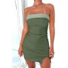 image:imageImily Bela Womens Strapless Bodycon Dresses Ribbed Knit Mini Dress Slit Tube Midi Dresses for Party Club NightGreen