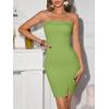 image:imageImily Bela Womens Strapless Bodycon Dresses Ribbed Knit Mini Dress Slit Tube Midi Dresses for Party Club NightYellowgreen