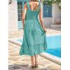 image:imageImily Bela Womens Summer Floral Boho Dress Tie Strap Square Neck Smocked Ruffle A Line Beach Long Maxi DressesZ1green