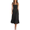 image:imageImily Bela Womens Summer Floral Boho Dress Tie Strap Square Neck Smocked Ruffle A Line Beach Long Maxi DressesZ1black